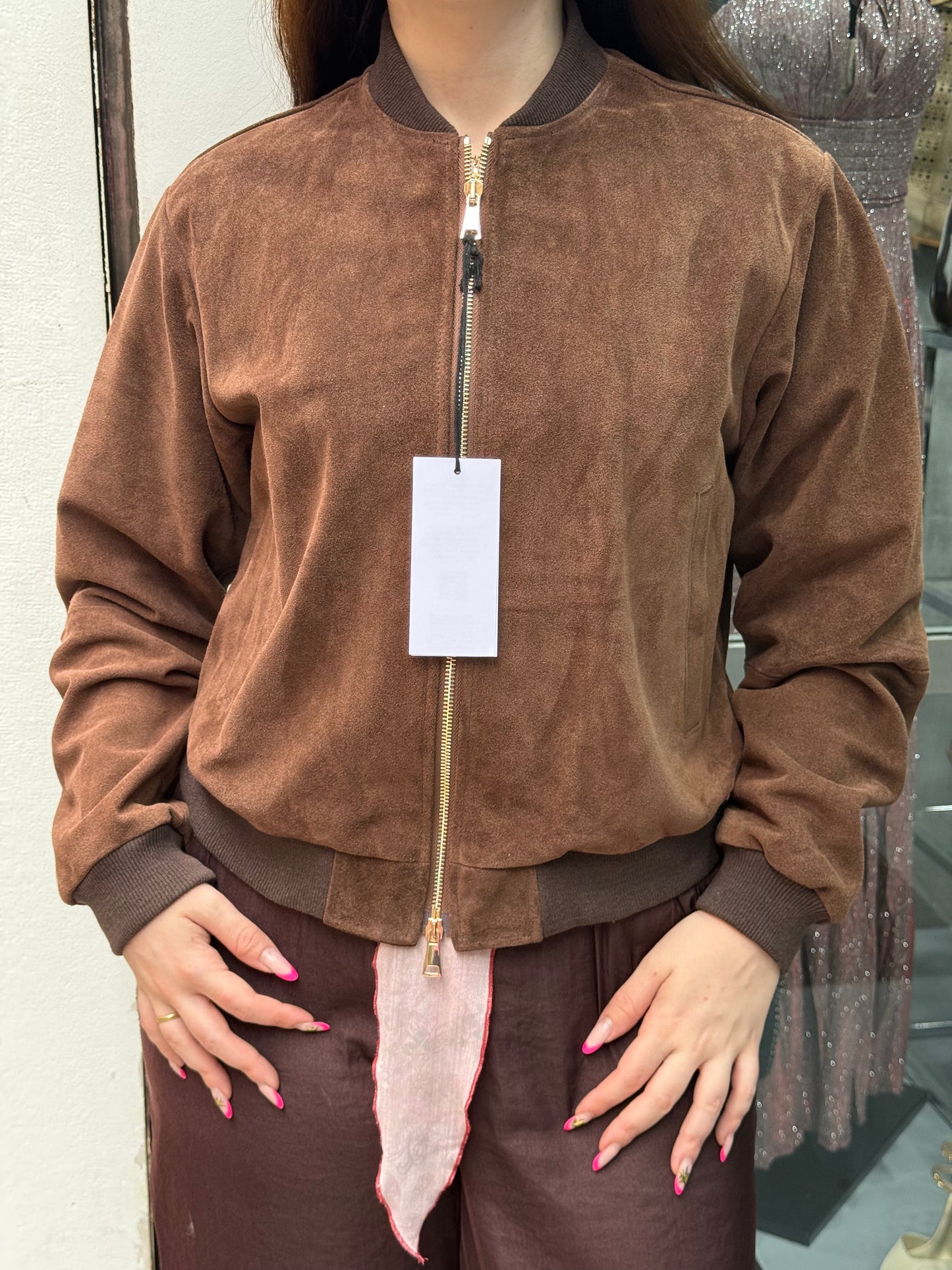 Bomber in camoscio