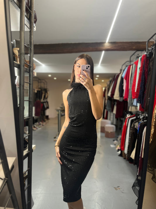 Abito piume glitter longhette